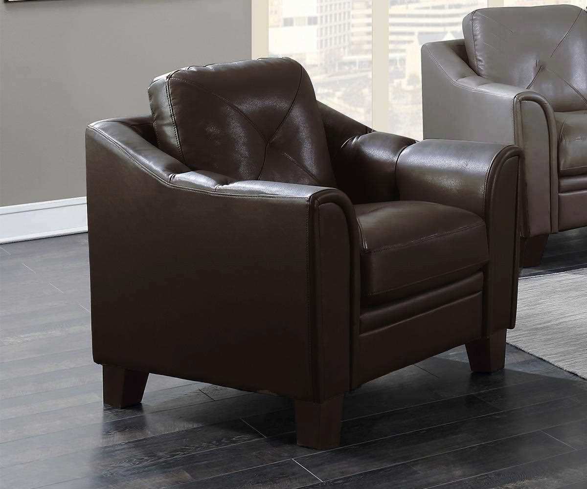 Berta Genuine Cowhide Leather Sofa Chair Brown 7065