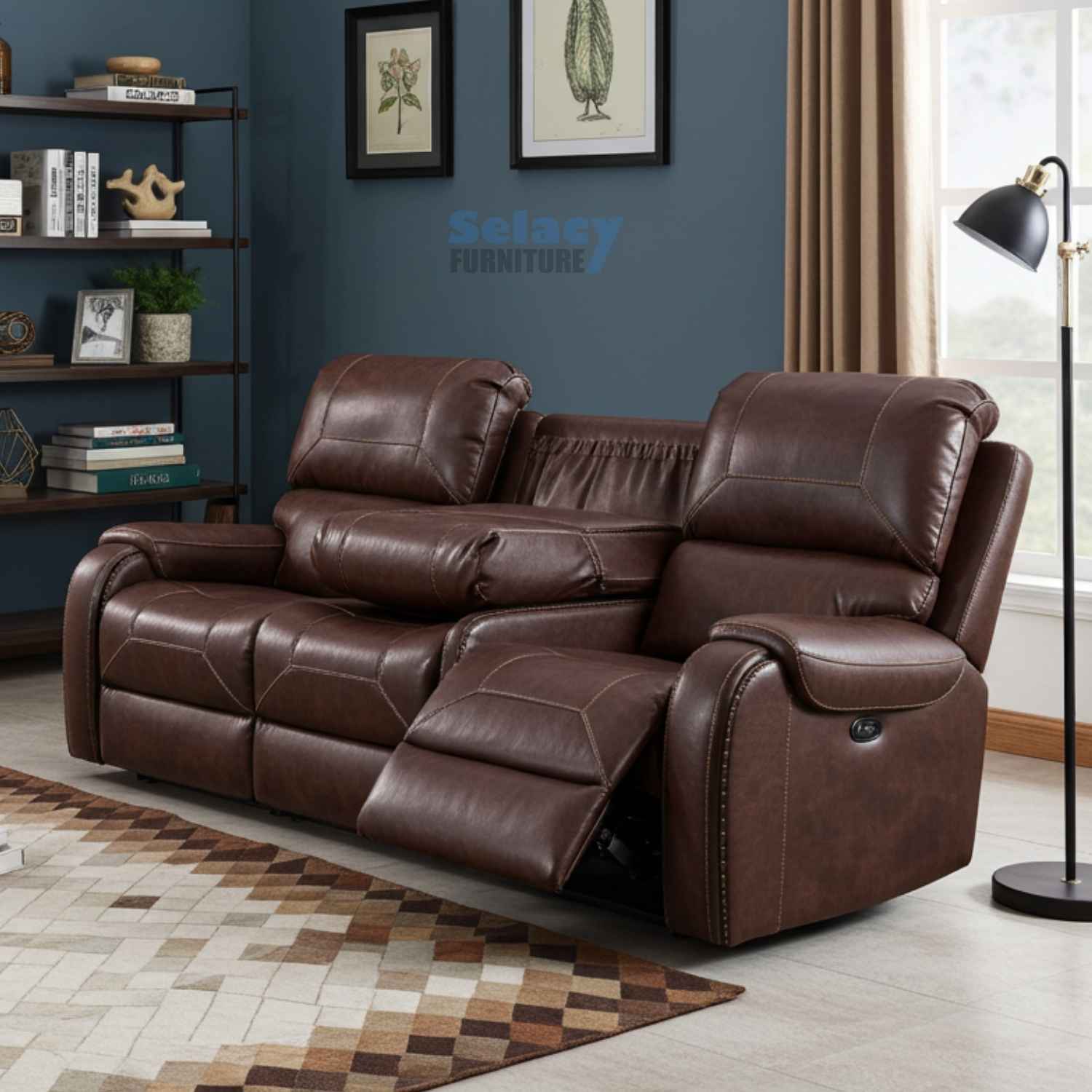 Genuine Leather Power Recliner Sofa Set 7115