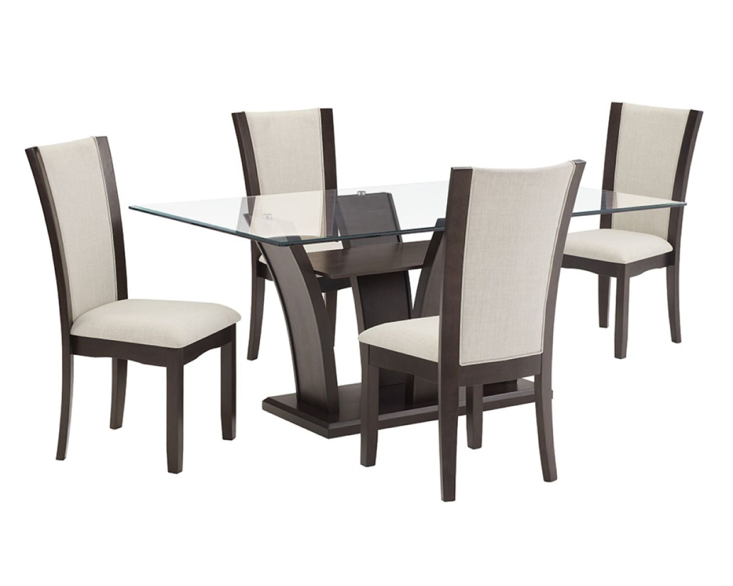 Aria Glass Dining Table With 4 Chairs Espresso - 71545