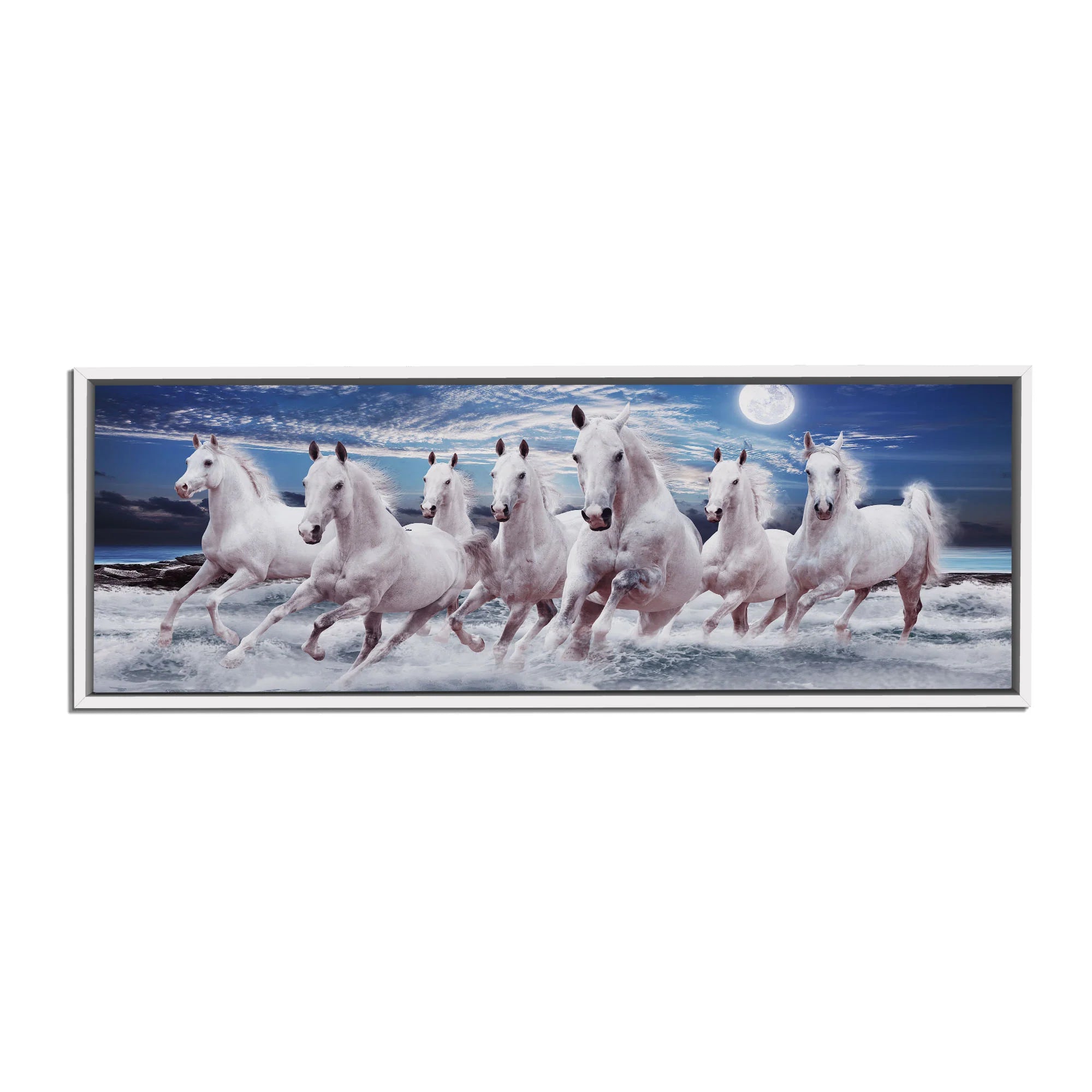 7 Horses Fine Art Canvas 72" x 24"