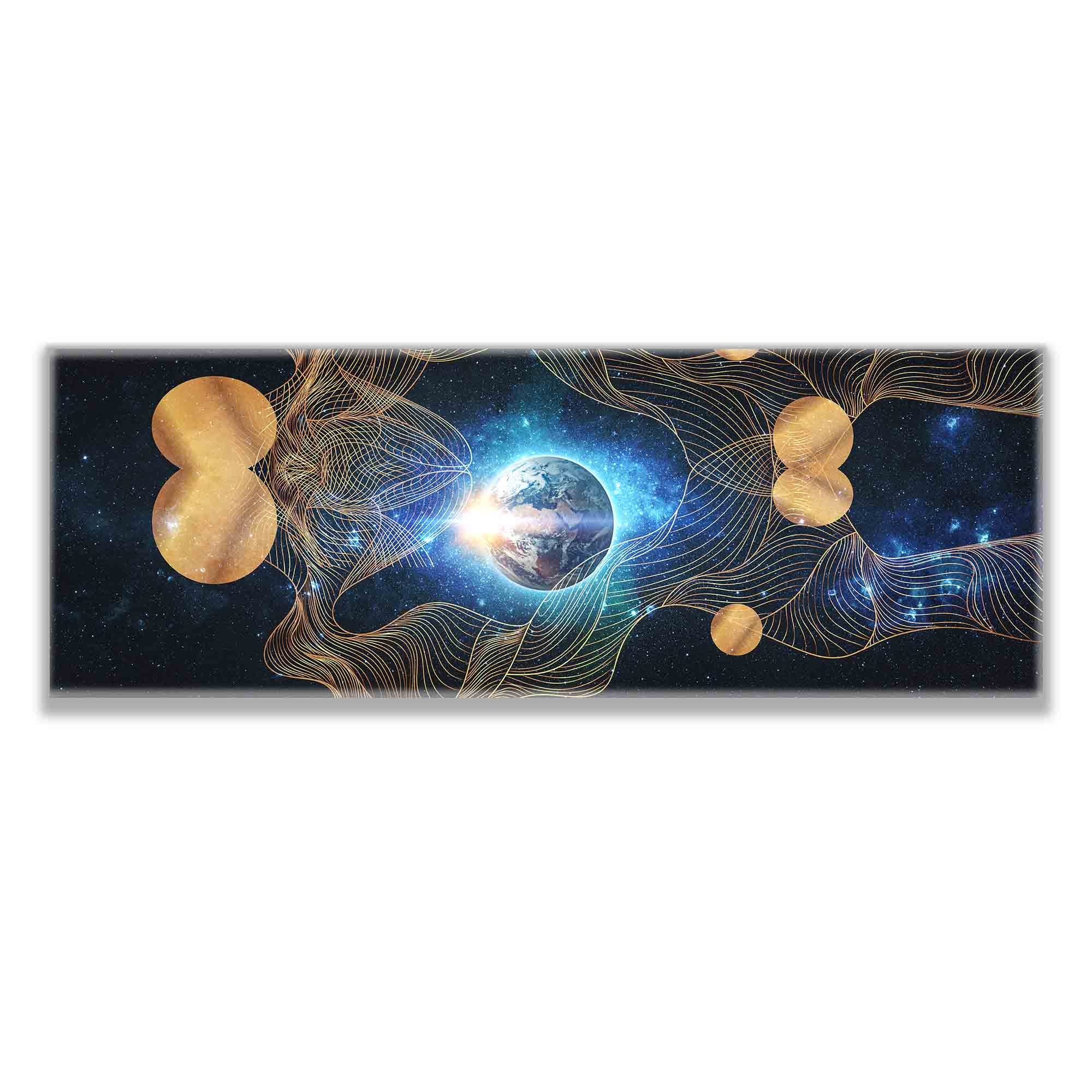 Abstract Earth Composition with Silver and Gold Glitter Finish Canvas Art 72" X 24"