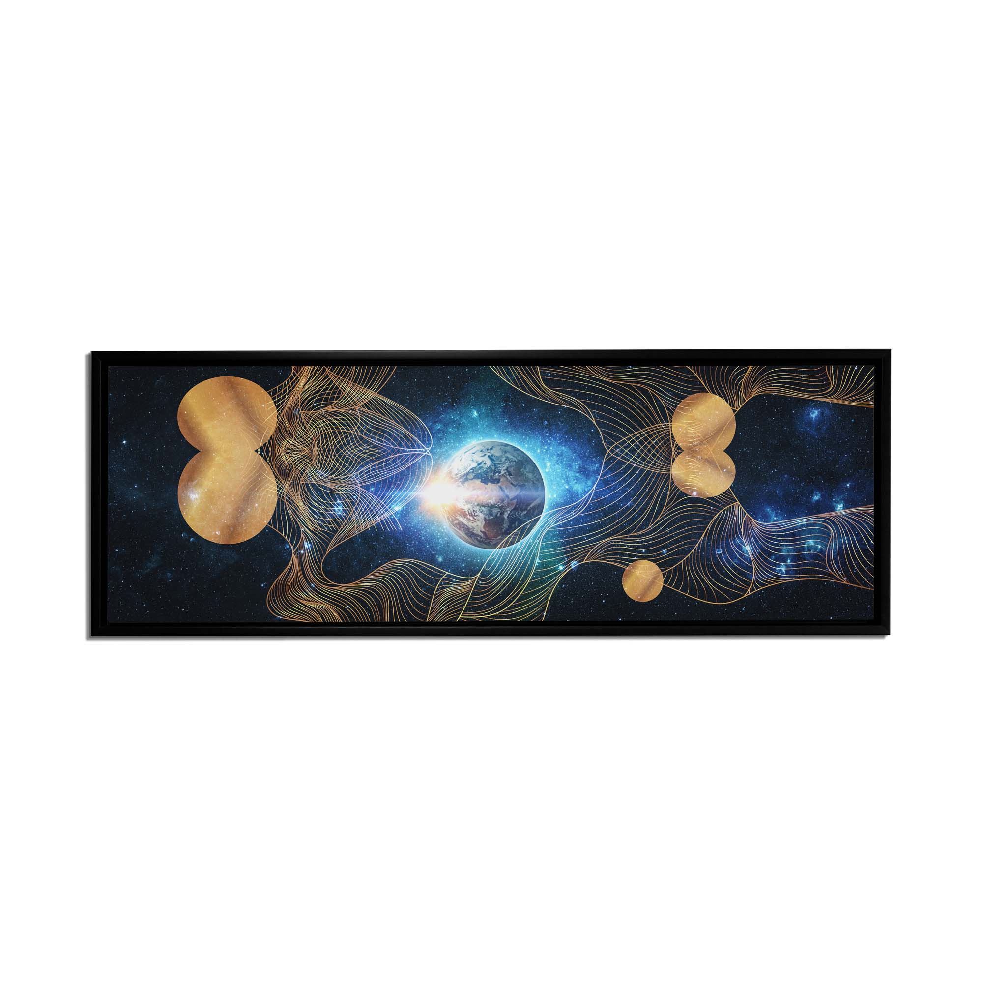 Abstract Earth Composition with Silver and Gold Glitter Finish Canvas Art 72" X 24"