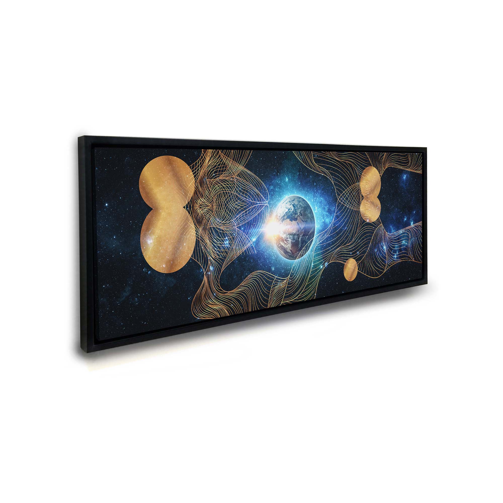 Abstract Earth Composition with Silver and Gold Glitter Finish Canvas Art 72" X 24"