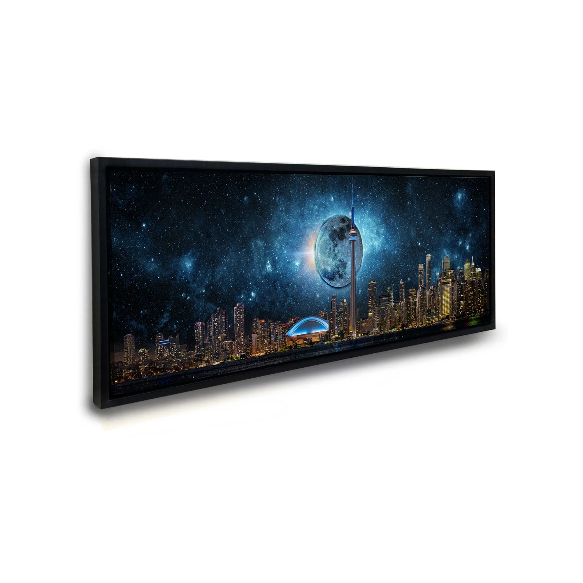 Toronto Skyline Moon Background Canvas Art 72" X 24"