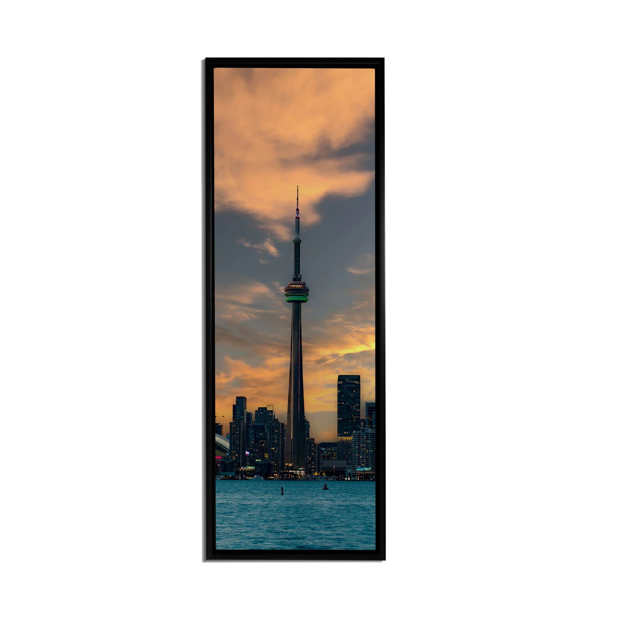 Green CN Tower Toronto Skyline Canvas Art 72" x 24"