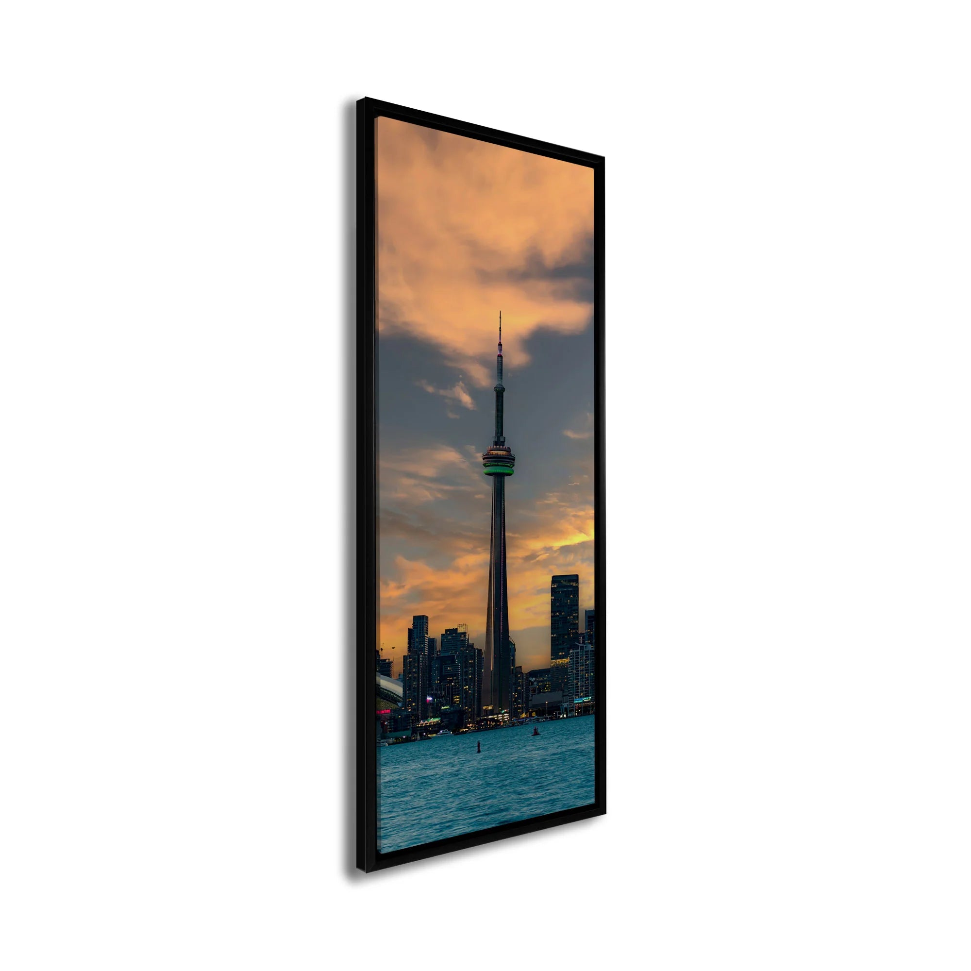 Green CN Tower Toronto Skyline Canvas Art 72" x 24"