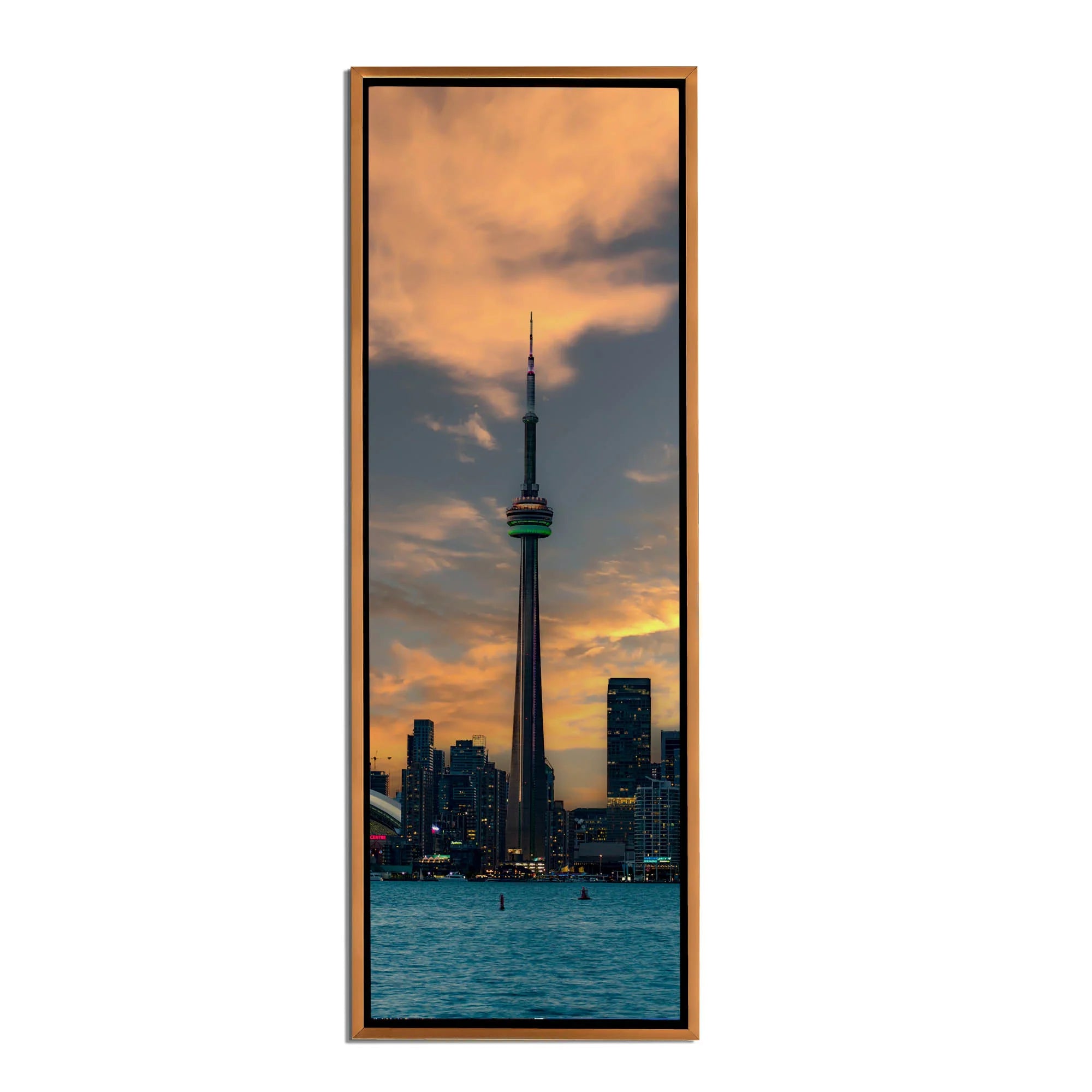 Green CN Tower Toronto Skyline Canvas Art 72" x 24"