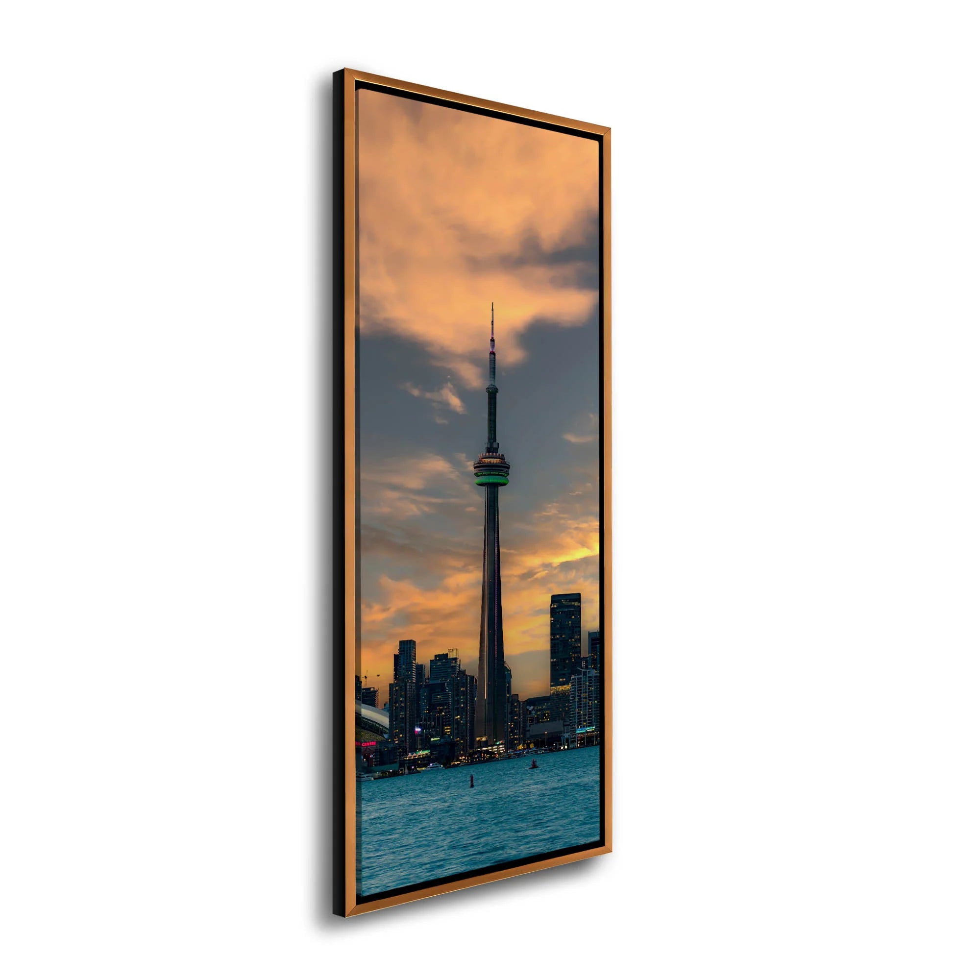 Green CN Tower Toronto Skyline Canvas Art 72" x 24"