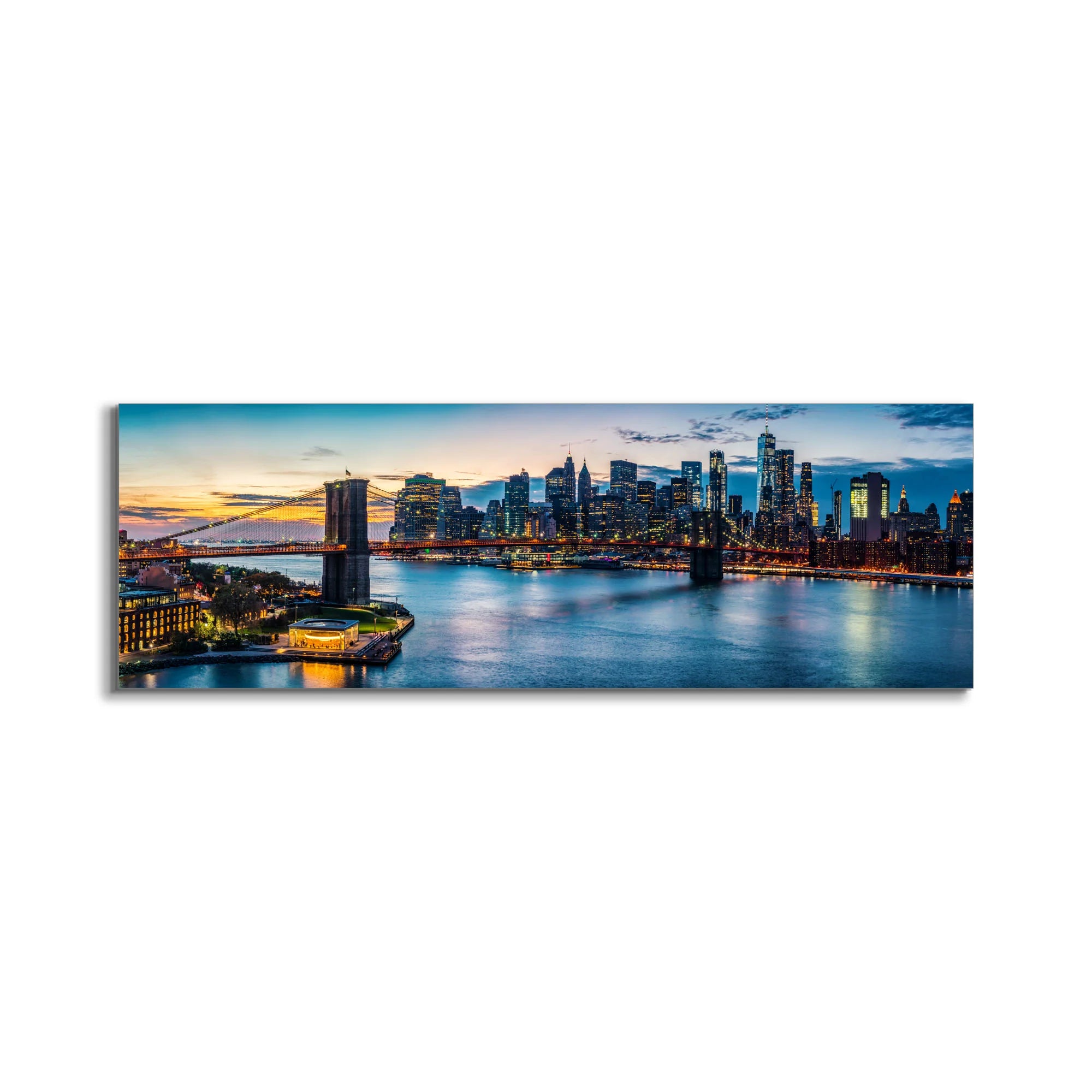 NYC Sunset Bridge Canvas Art 72" x 24"