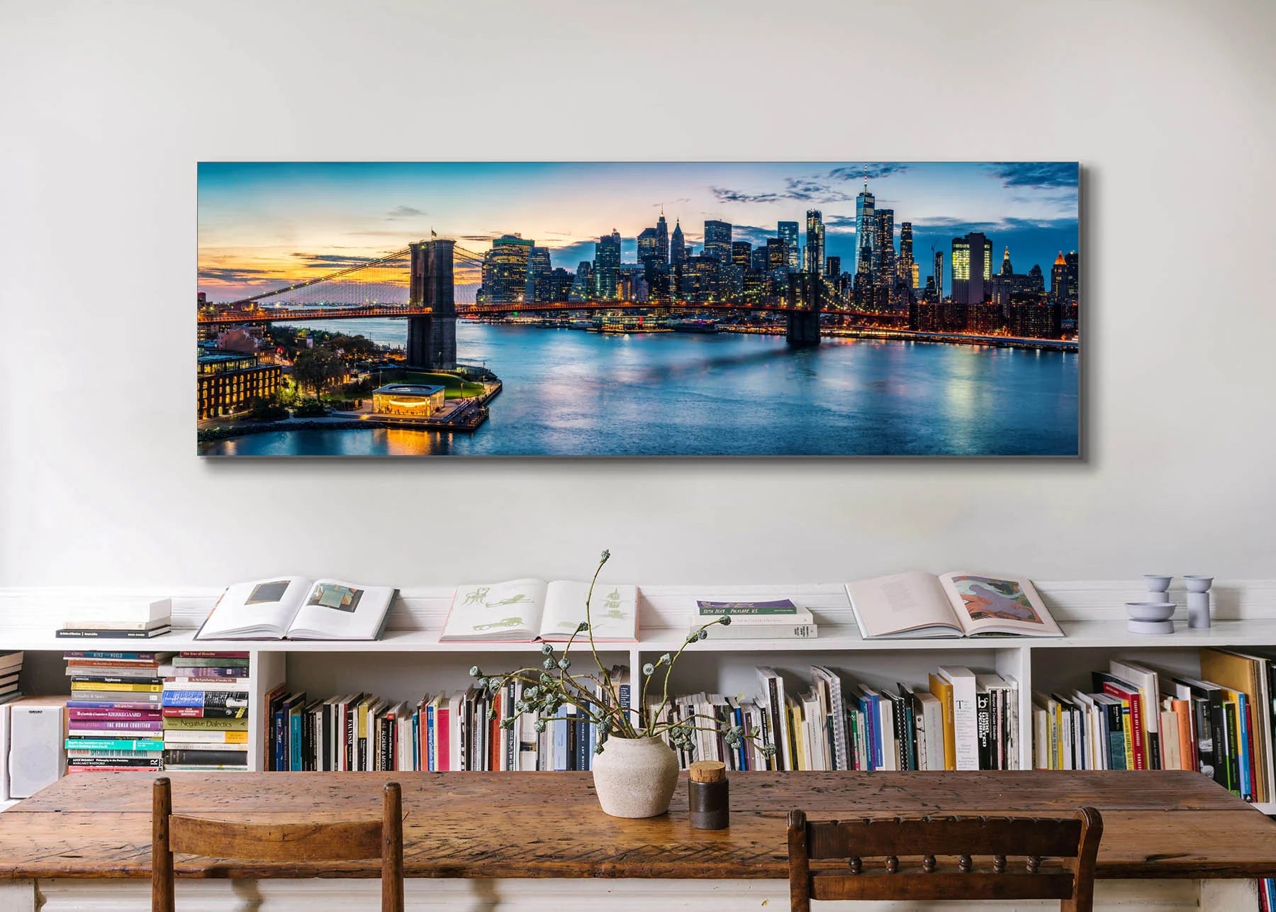 NYC Sunset Bridge Canvas Art 72" x 24"