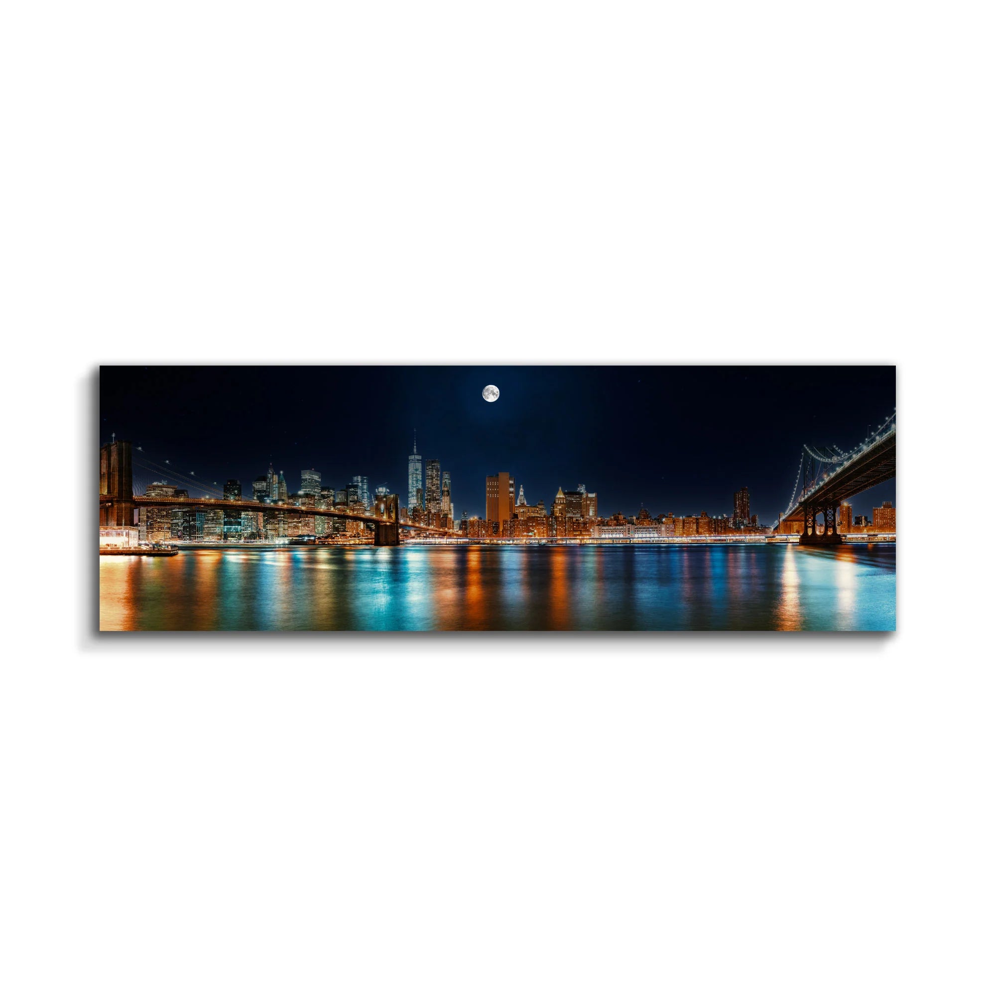 NYC Moon Skyline Canvas Art 72" x 24"