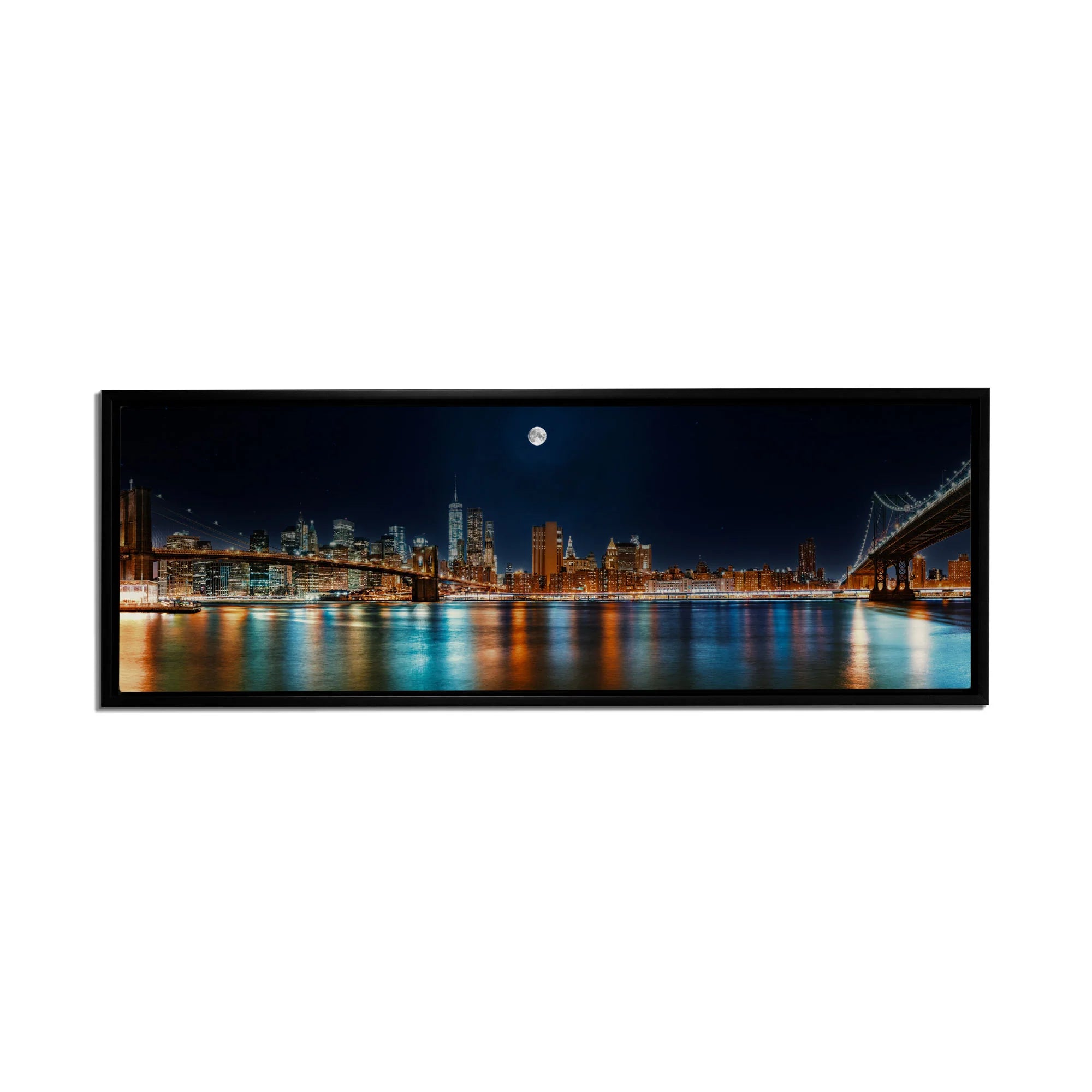 NYC Moon Skyline Canvas Art 72" x 24"