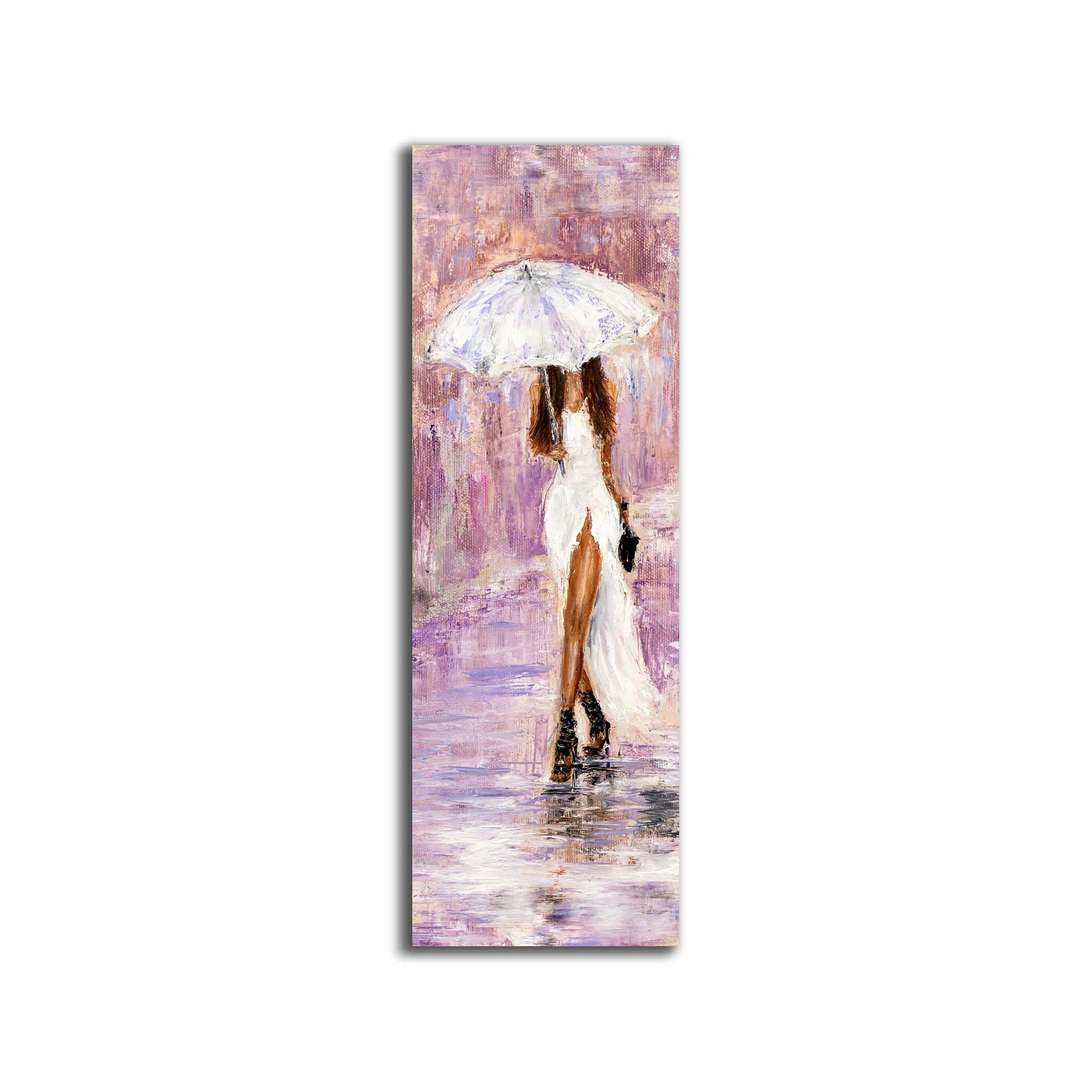 Pink Painted Lady w/ Umbrella Acrylic Painting 72" x 24"