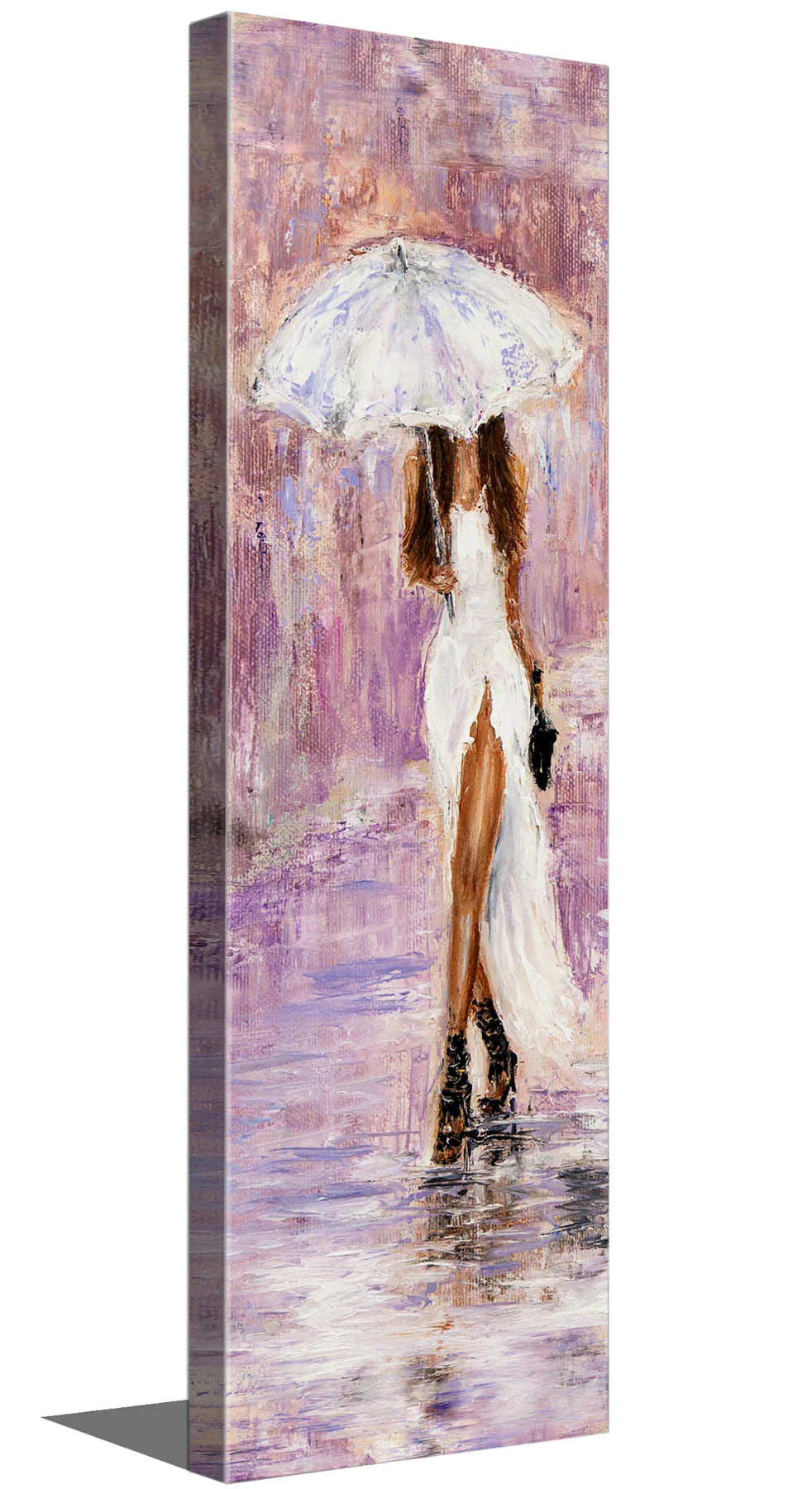 Pink Painted Lady w/ Umbrella Acrylic Painting 72" x 24"