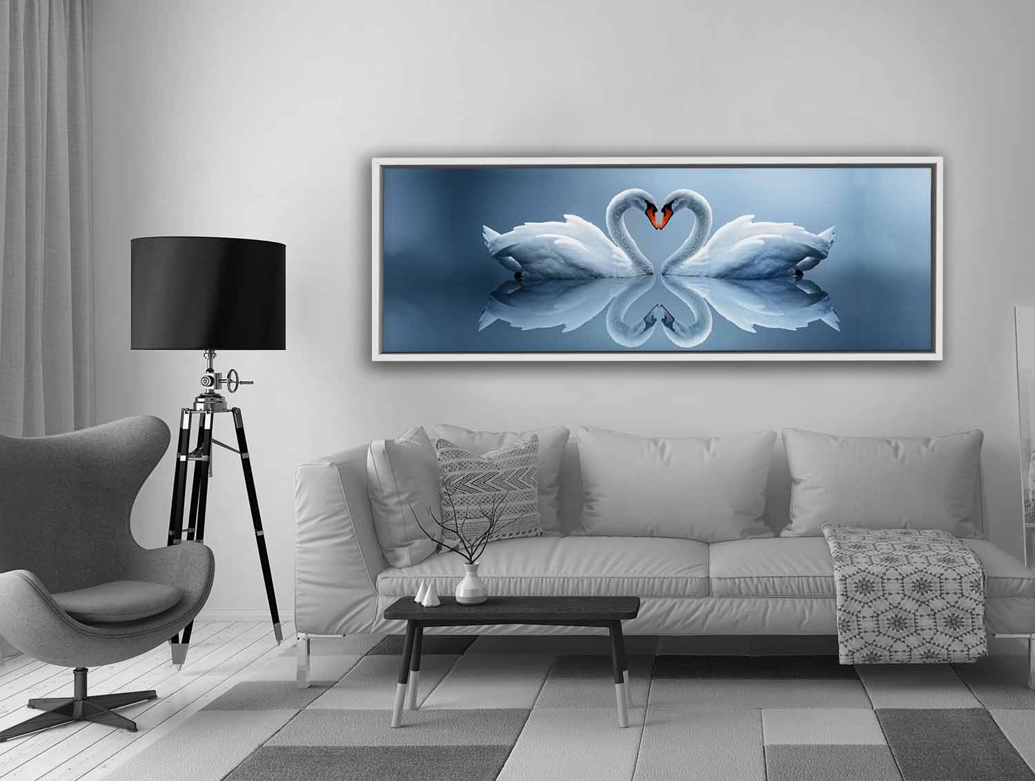 Kissing Swans Canvas Art 72" x 24"