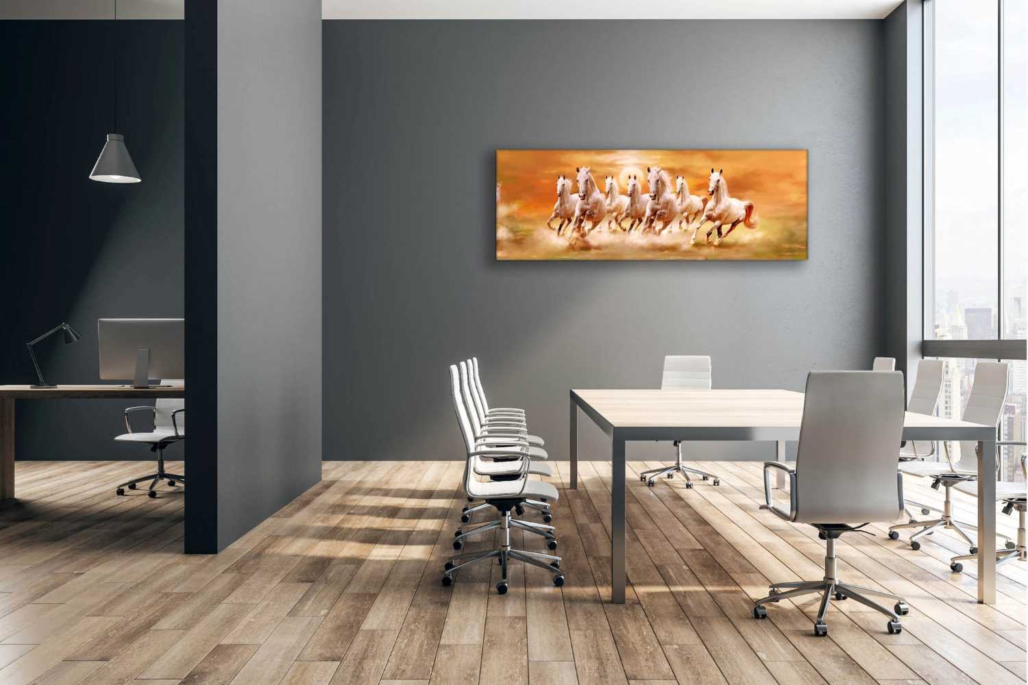 7 Horses and Sunshine-Wall Decor- Hand applied gold varnish 7224-128