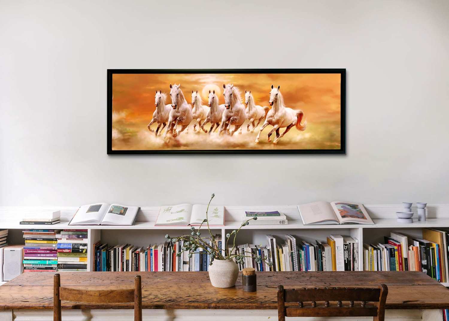 7 Horses and Sunshine-Wall Decor- Hand applied gold varnish 7224-128