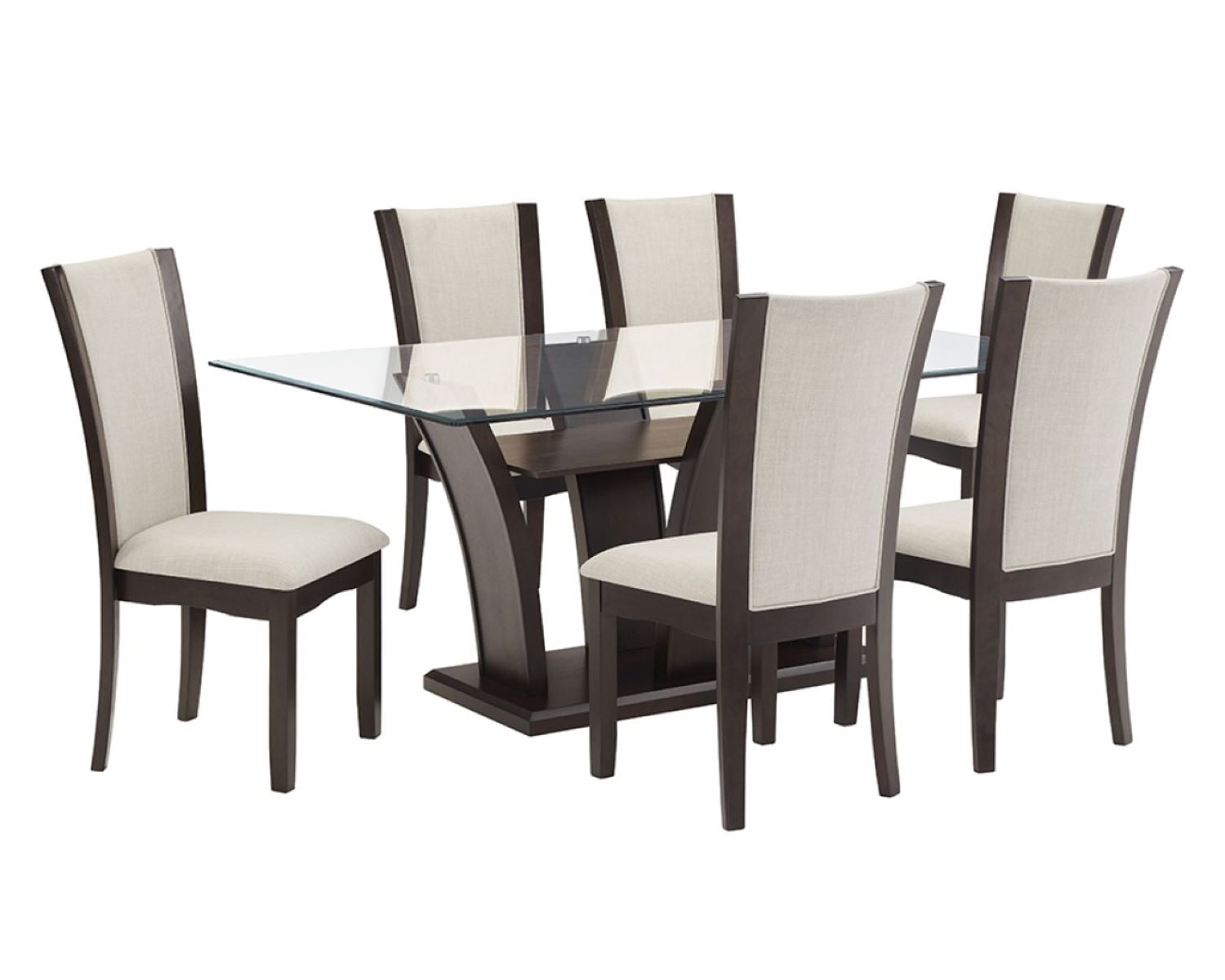 Aria Glass Dining Table With 6 Chairs Espresso - 71547