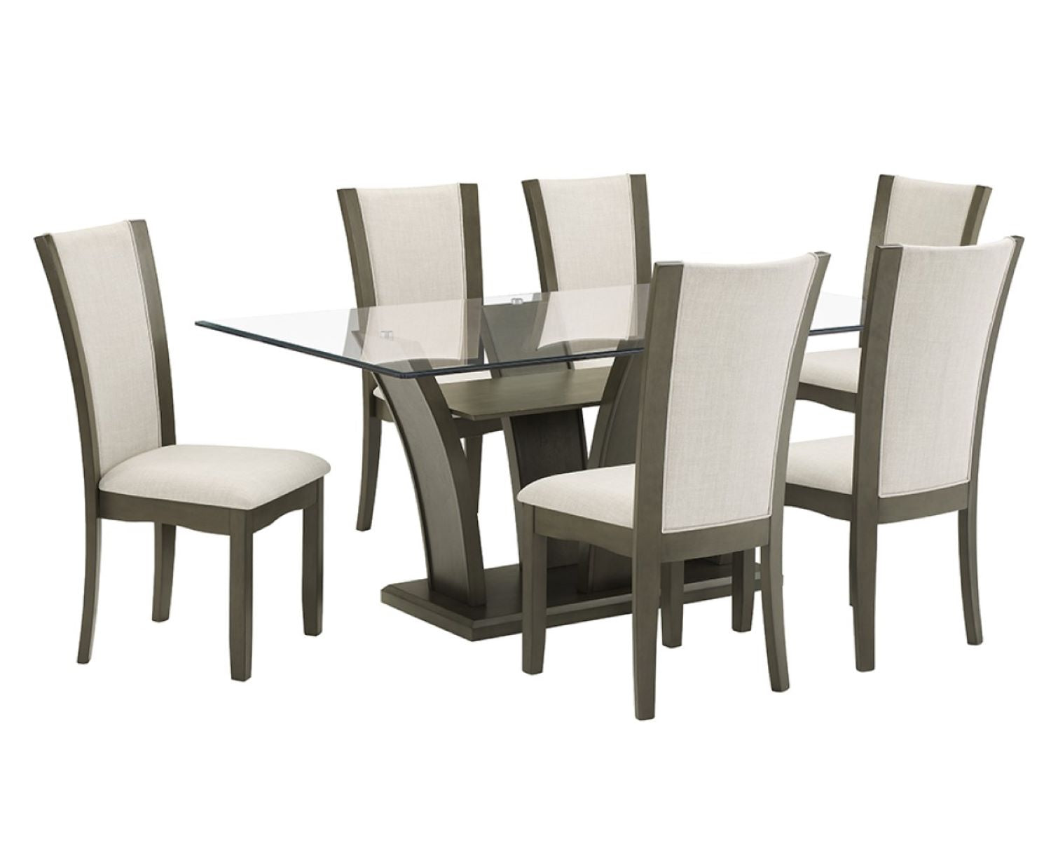 Aria Glass Dining Table With 6 Chairs Grey - 183727