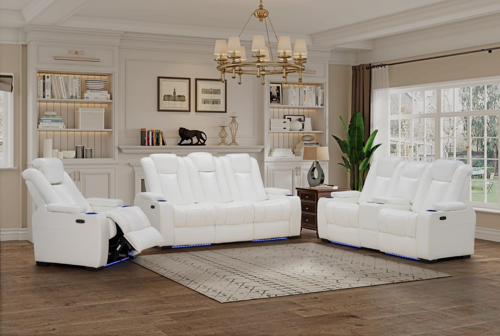 Transformer Dual Power LED Recliner Sofa Collection White 1942