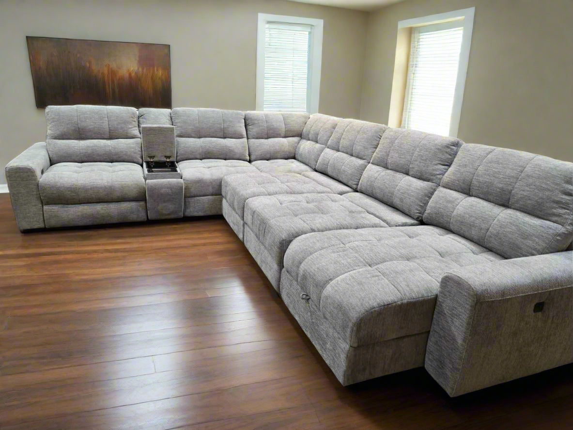 Fabric Modular Recliner Sectional Sofa With USB Charging Ports & Speaker 8552