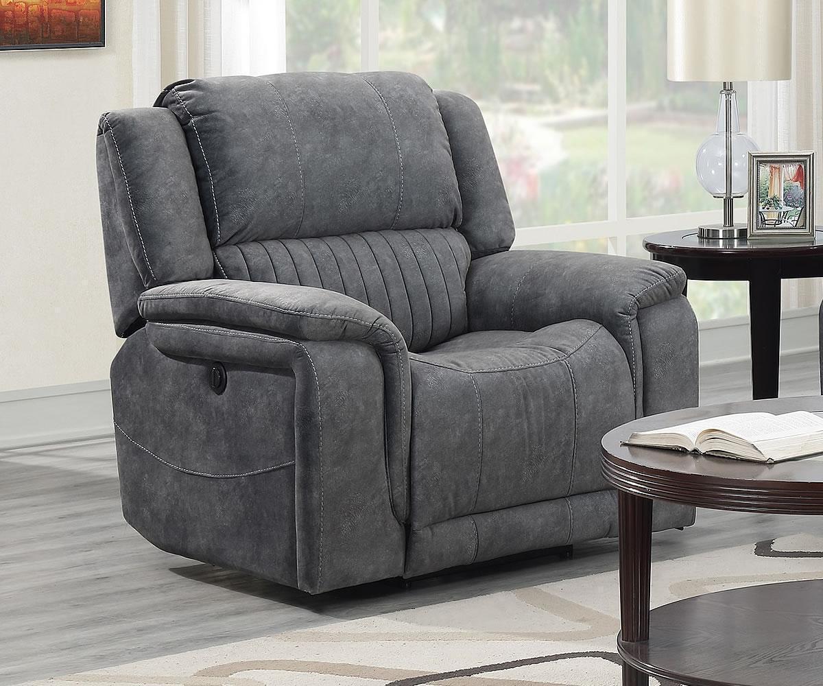 Washington Power Recliner Fabric 3 PC Sofa Set Grey 6129