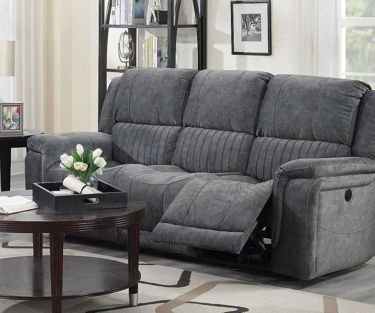 Washington Power Recliner Fabric 3 PC Sofa Set Grey 6129