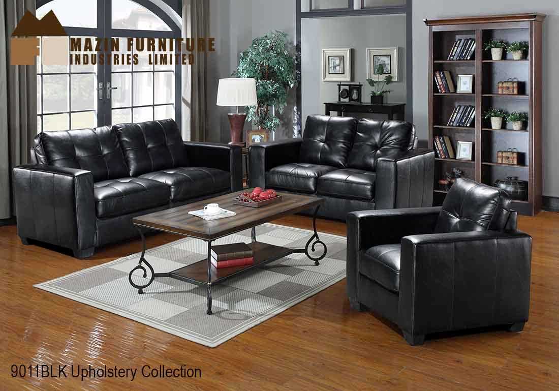 Black Gel Leather Sofa Collection 9011