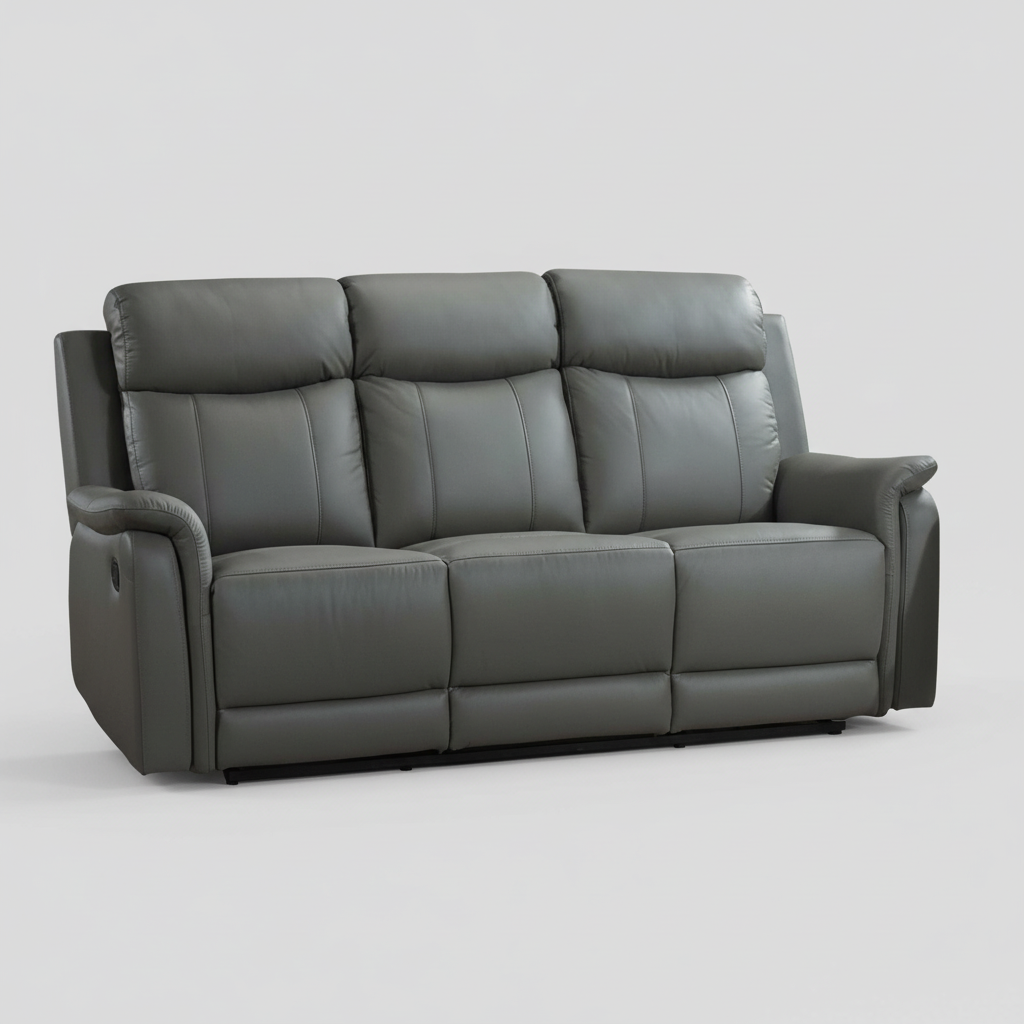 Cyrus Top Grain Leather Reclining Sofa Grey 99840