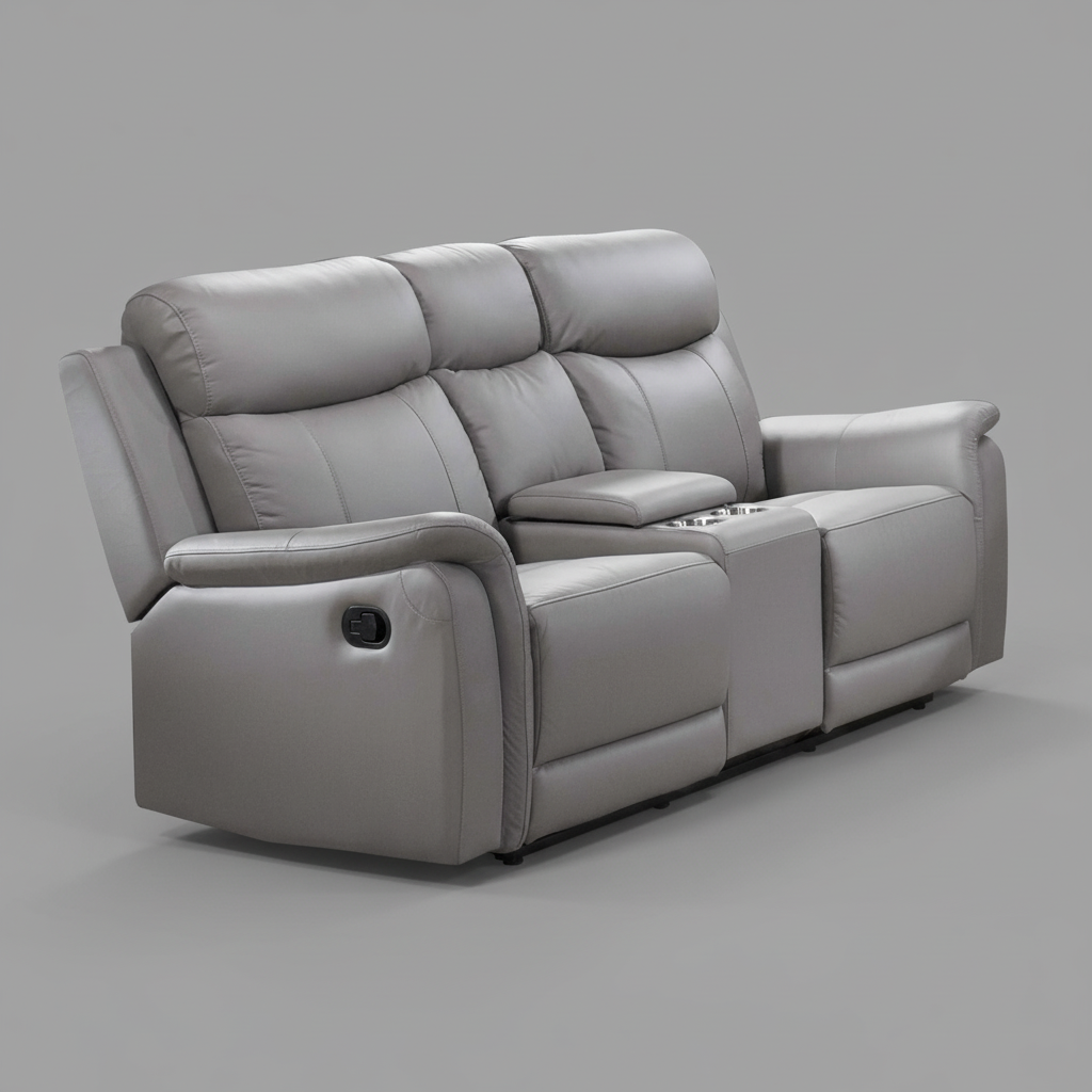 Cyrus Top Grain Leather Reclining Loveseat Light Grey 99840