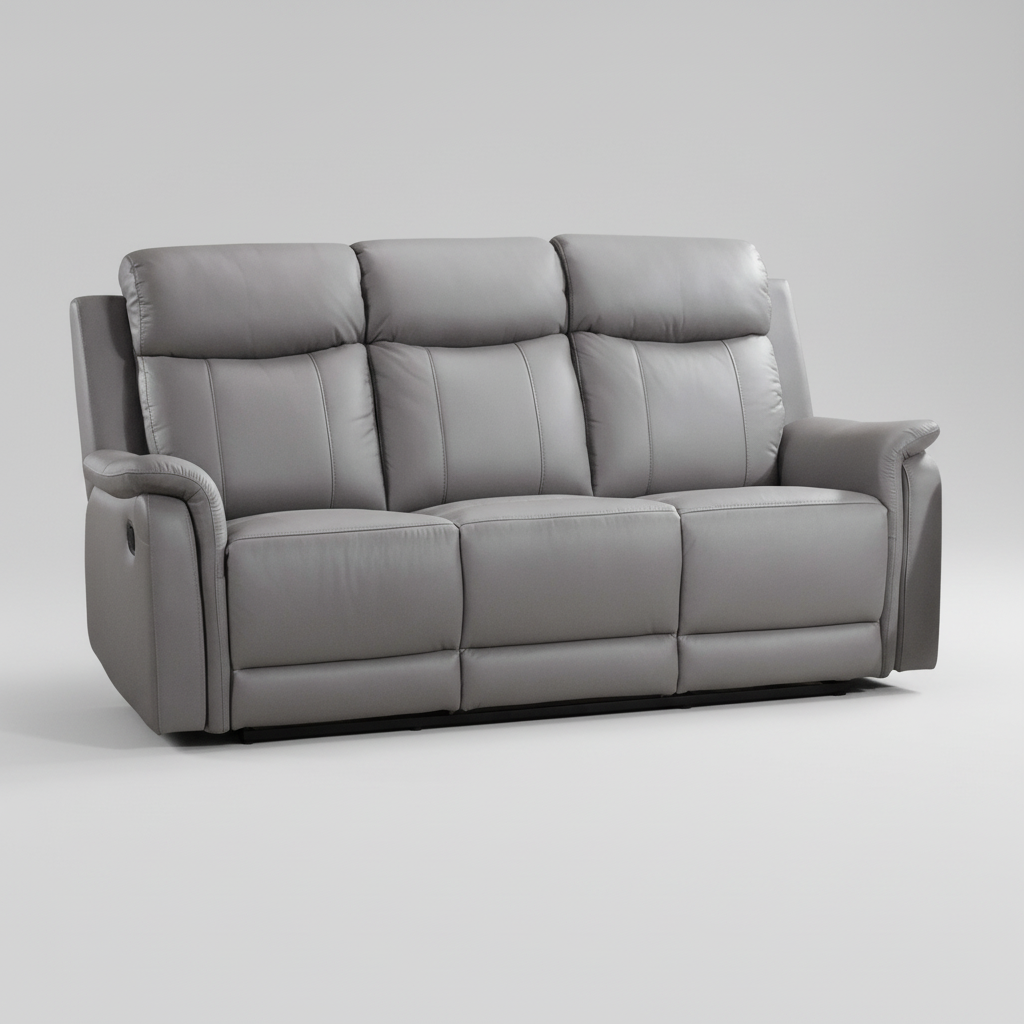 Cyrus Top Grain Leather Reclining Sofa Light Grey 99840