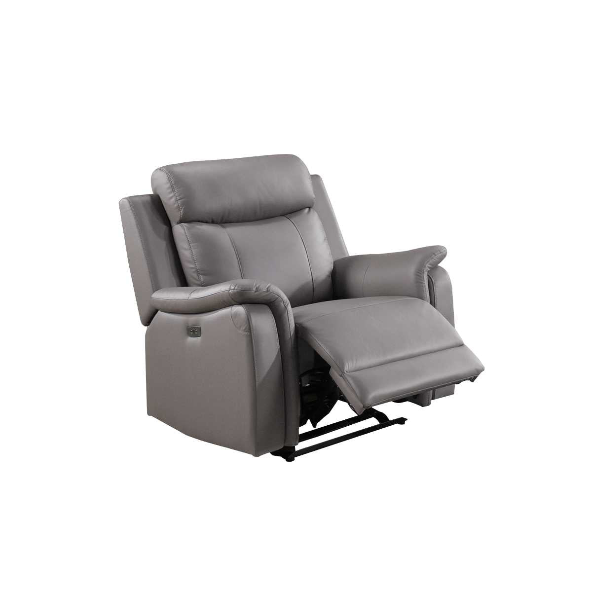 Cyrus Top Grain Leather Power Glider Recliner Chair Light Grey 99840