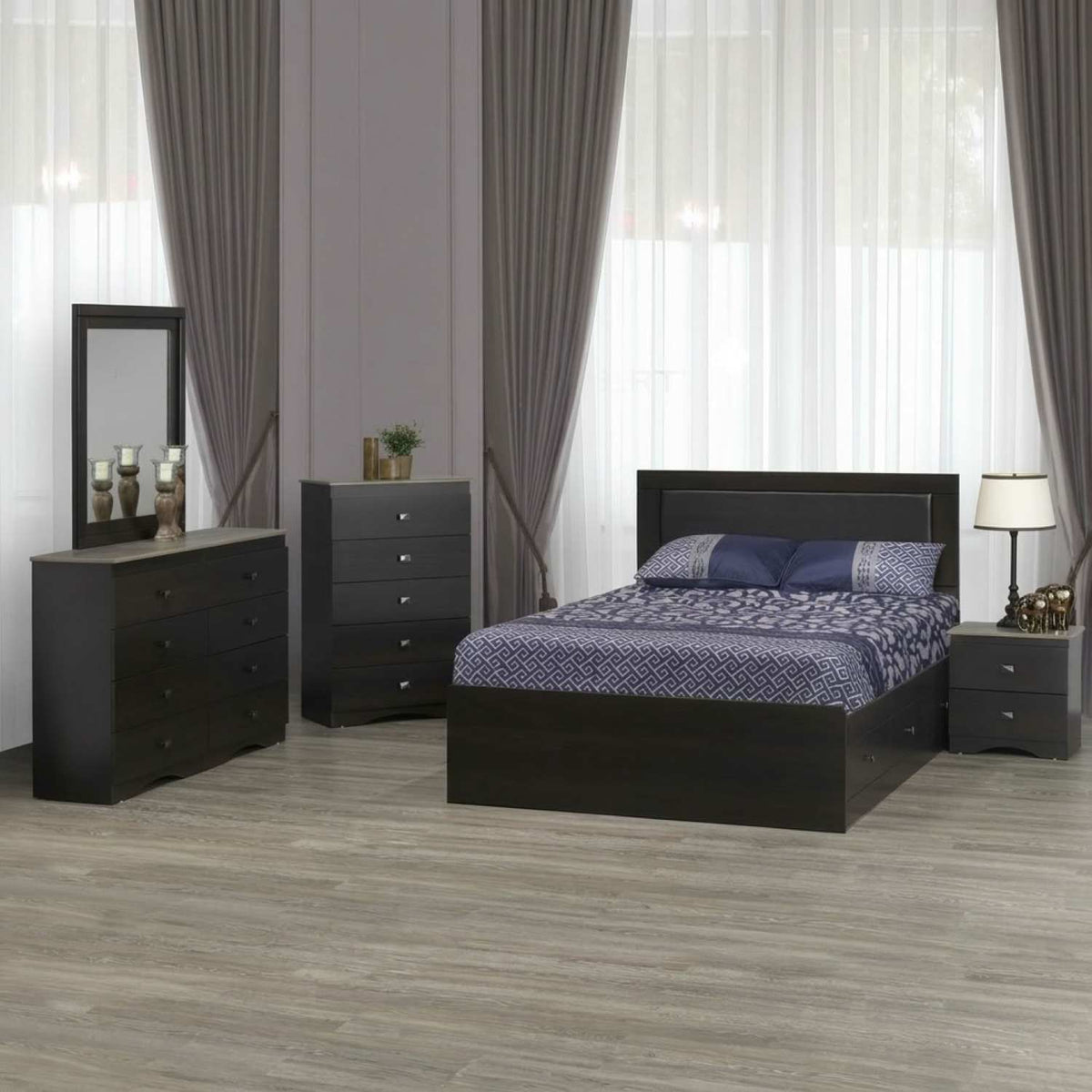 A7 Canadian Made Storage Bed with Leather Headboard