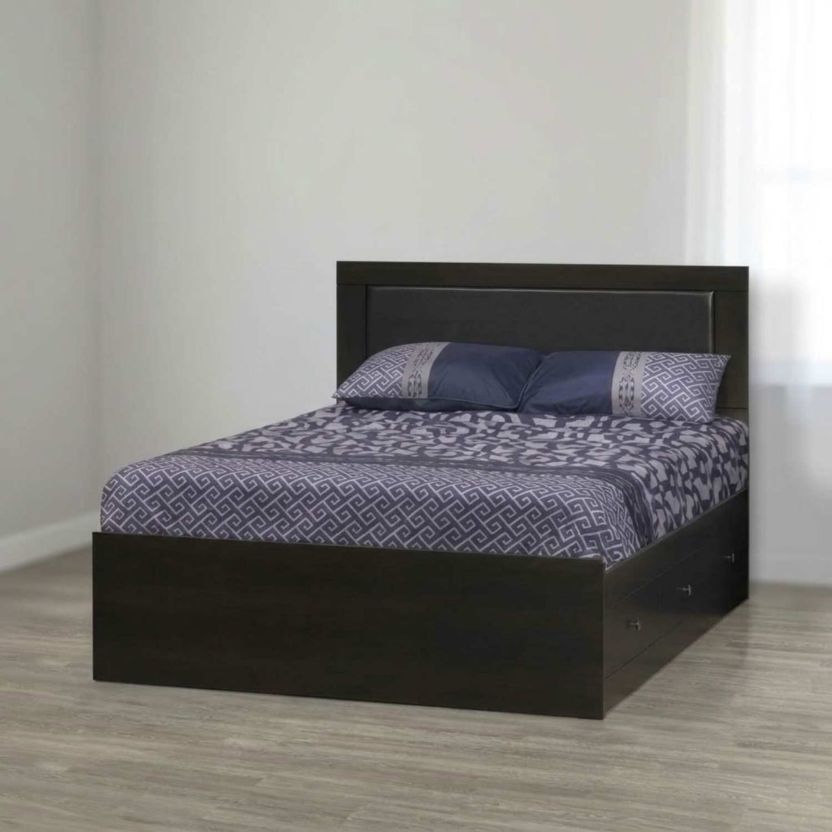 A7 Canadian Made Storage Bed with Leather Headboard