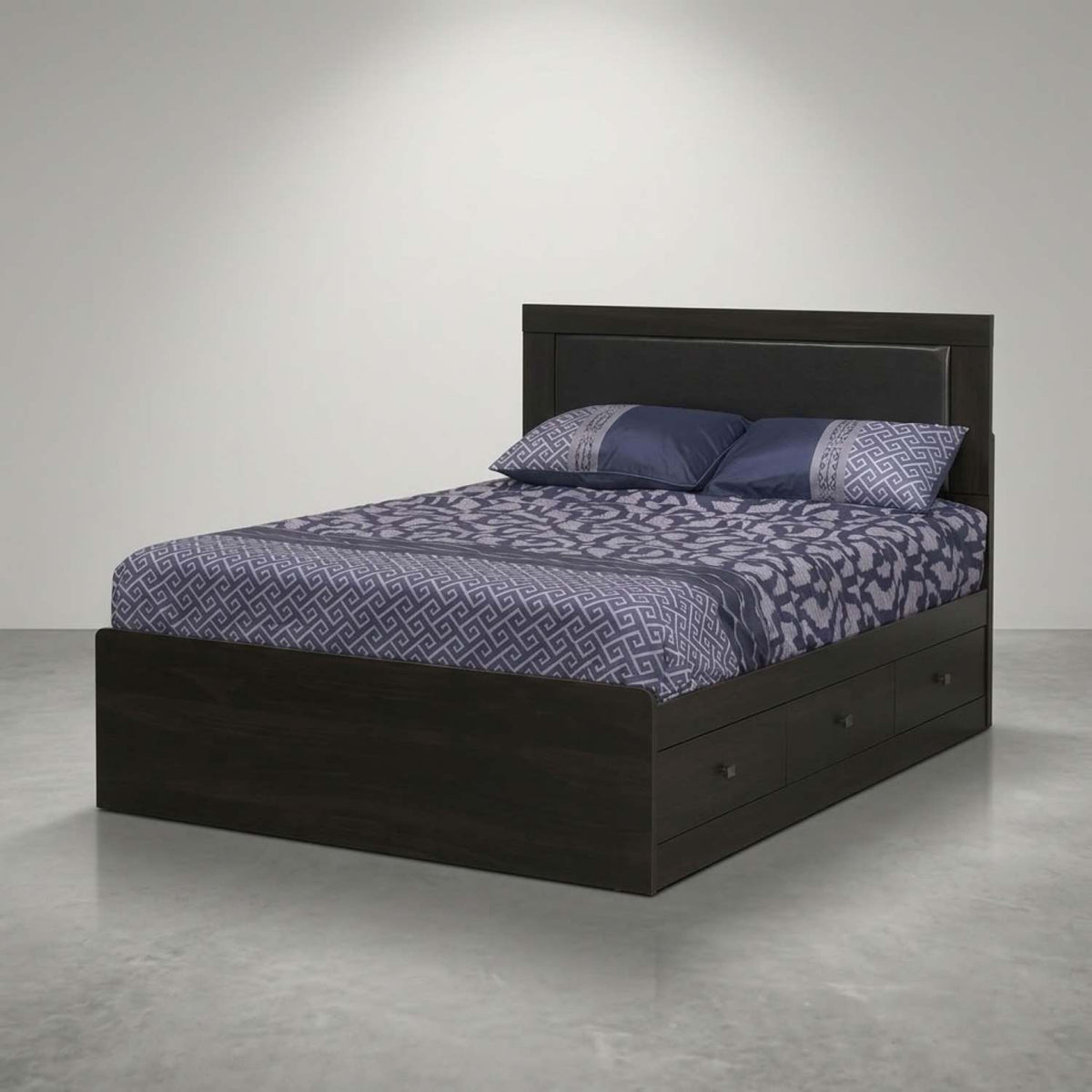 A7 Canadian Made Storage Bed with Leather Headboard