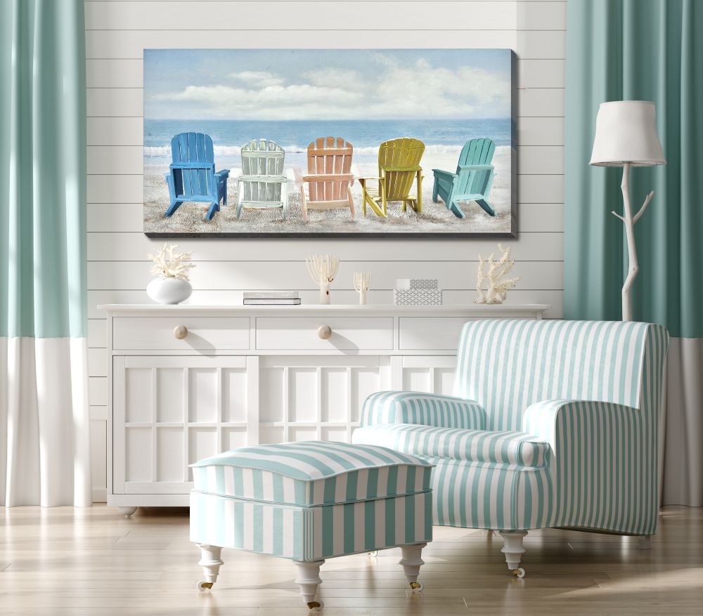 Chairs in a Row Canvas Art 28" x 55"