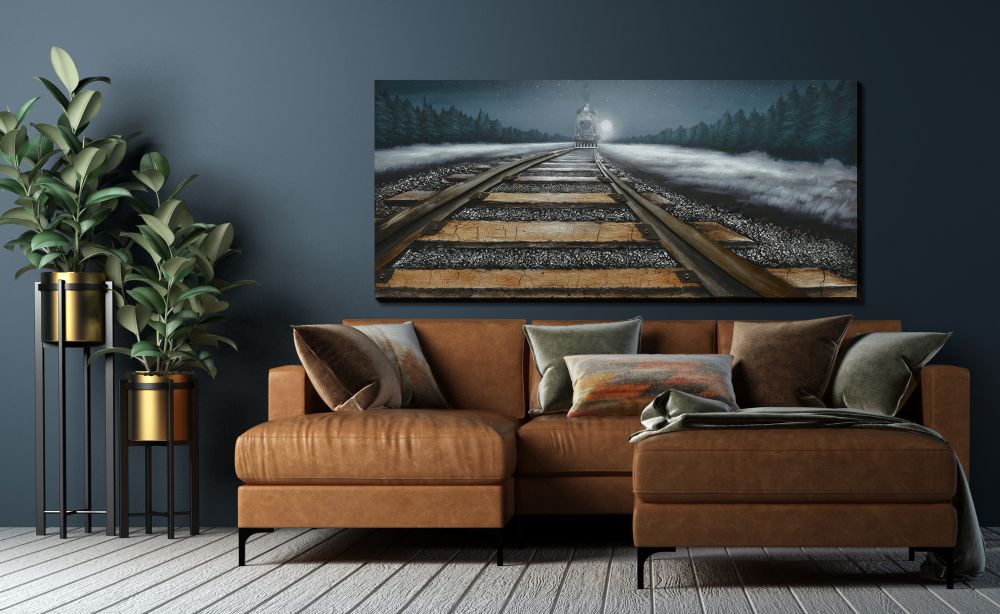 Night Train Oil Painting 32" x 71"