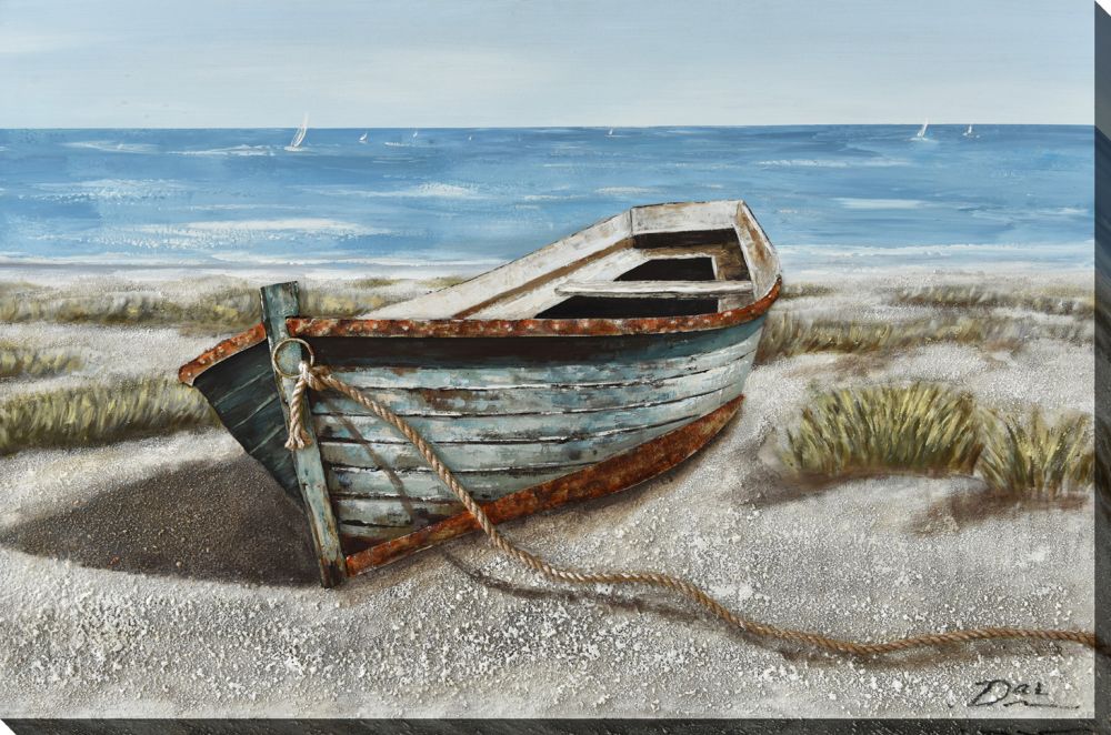 Sand Docked Old Oil Painting 48" x 32"