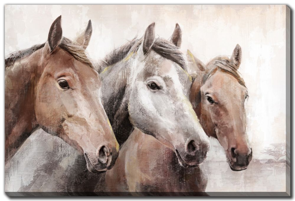 Stallion Trio Canvas Art 32" x 48"