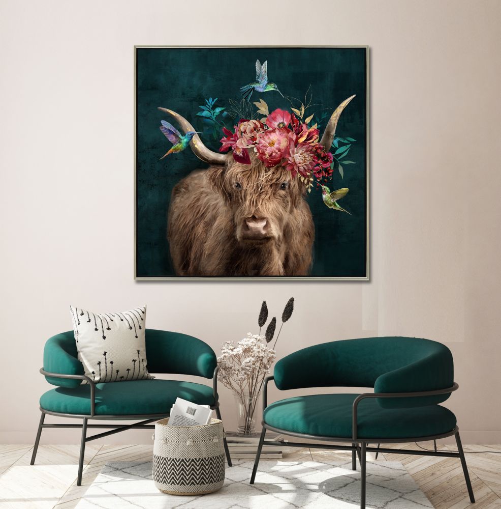 Floral Horns Canvas Art 36" x 36"