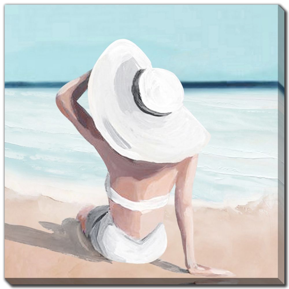 White Beach Hat Canvas Art 36" x 36"