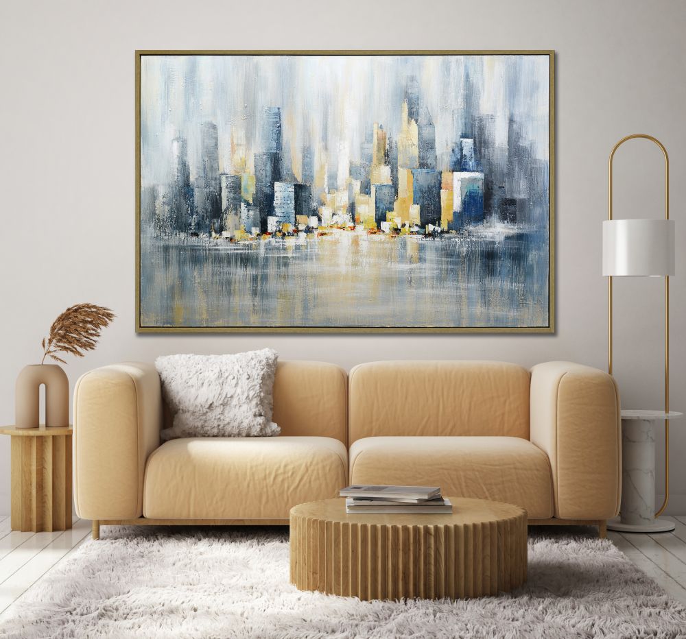 City in Blue Oil Painting 40" x 60"