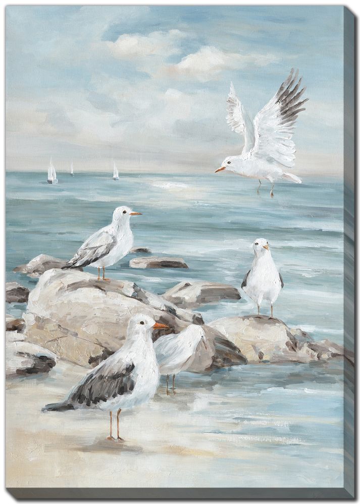 Shore Bird Gathering Canvas Art 28" x 40"