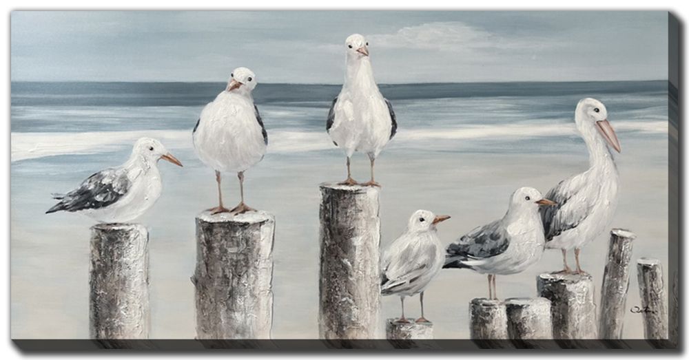 Gulls on the Shore Canvas Art 28 X 56