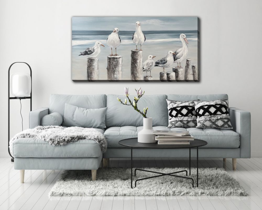 Gulls on the Shore Canvas Art 28 X 56