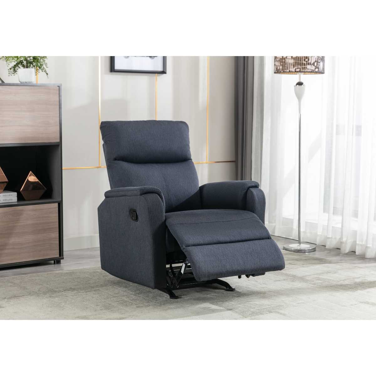 Adam Manual Rocker Recliner Chair Navy Blue 99066