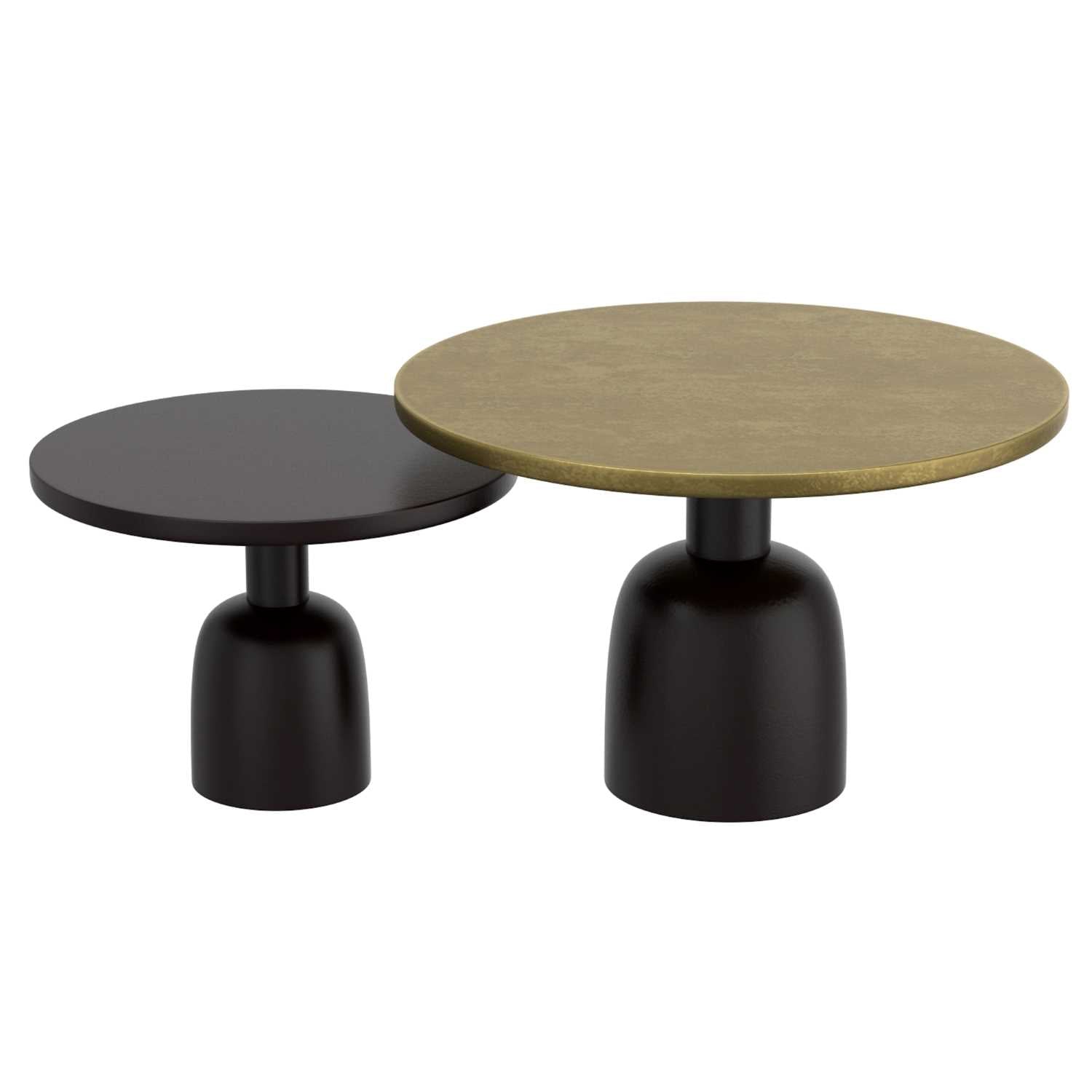 Adira 2pc Round Coffee Table Set in Antique Gold and Black 303-102