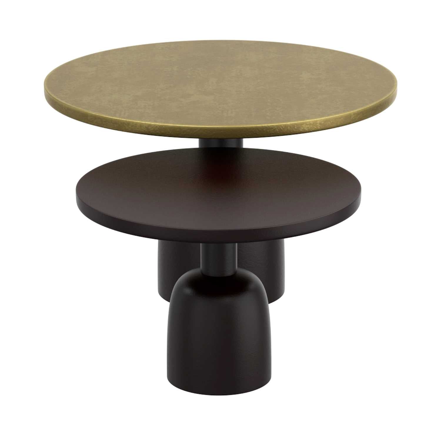 Adira 2pc Round Coffee Table Set in Antique Gold and Black 303-102