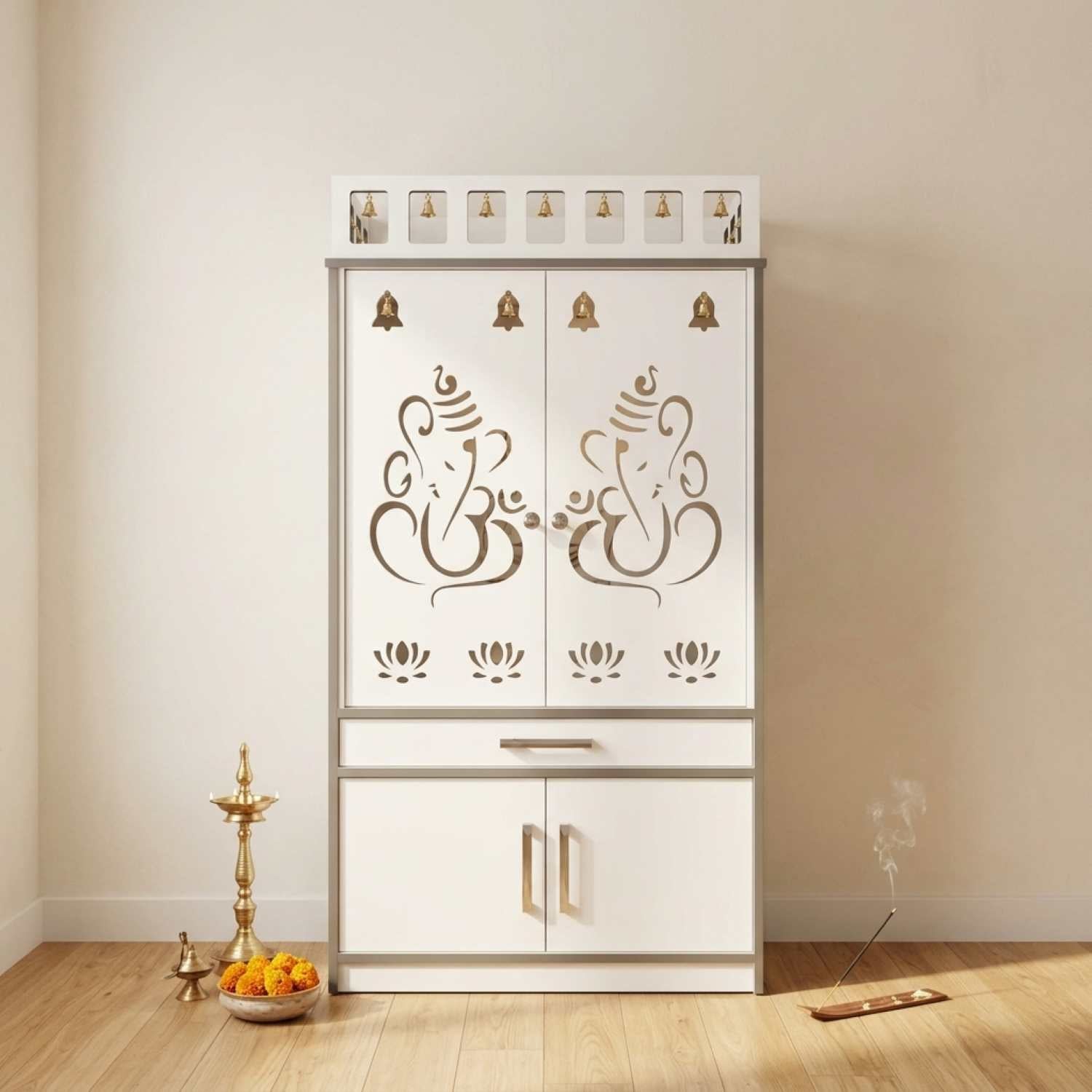Aira Canadian Made Pooja Unit with Pocket Door