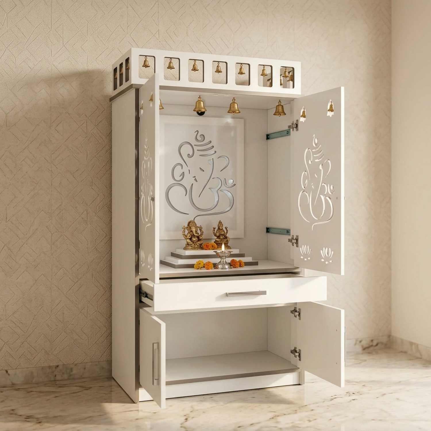 Aira Canadian Made Pooja Unit with Pocket Door